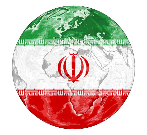 نقشه جهان با تصویر پرچم ایران