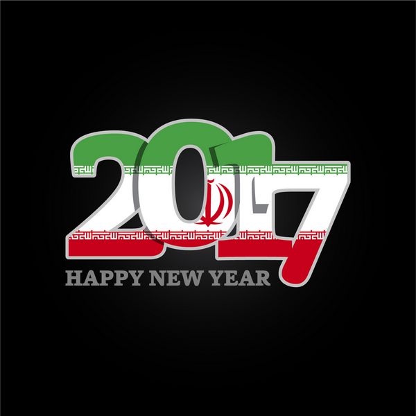 سال 2017 با الگوی پرچم ایران طرح سال نو مبارک در زمینه مشکی وکتور