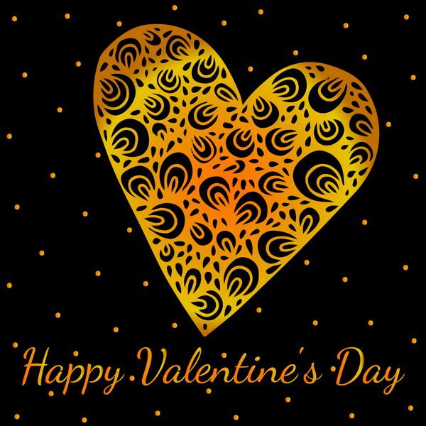 قلب زینتی طلا با متن تبریک روز برای کارت تبریک