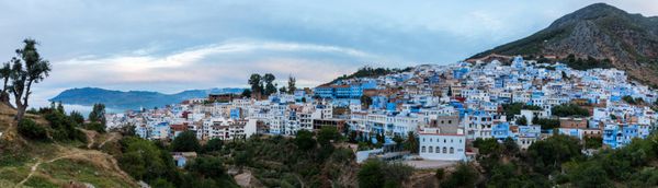 نمای پانوراما از شهر آبی شفشاون واقع در مراکش آفریقا