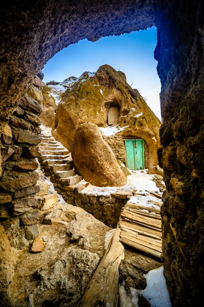 خانه های سنتی در روستای قدیمی کندوان در شمال ایران