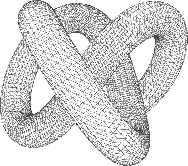 شکل هندسی انتزاعی با گره سه لا قاب سیمی چند ضلعی سه بعدی جسم دایره ای