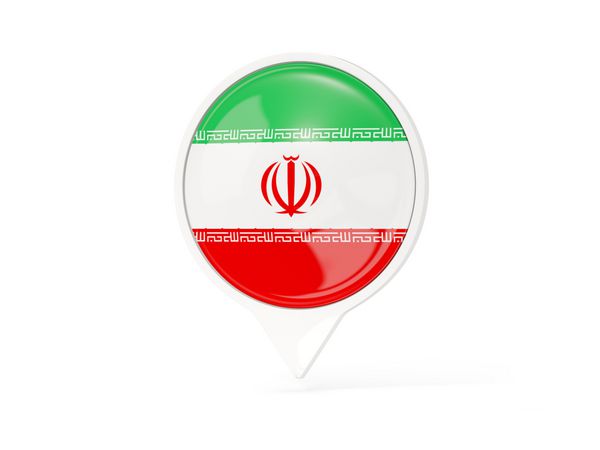 سنجاق سفید گرد با پرچم ایران جدا شده روی سفید تصویر سه بعدی