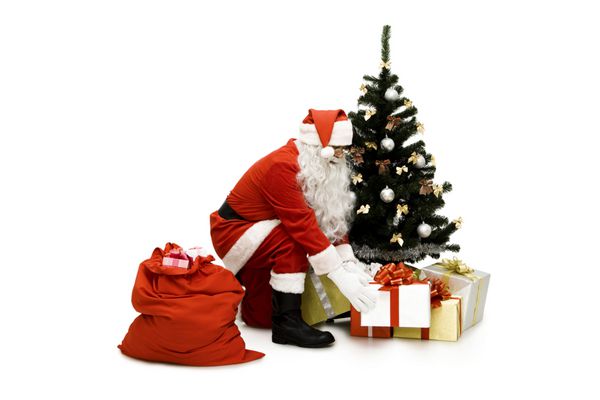 بابا نوئل سنتی با جعبه هدیه