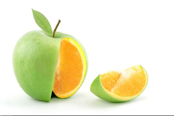 سیب ورقه شده با مرکز پرتقال اصلاح شده ژنتیکی