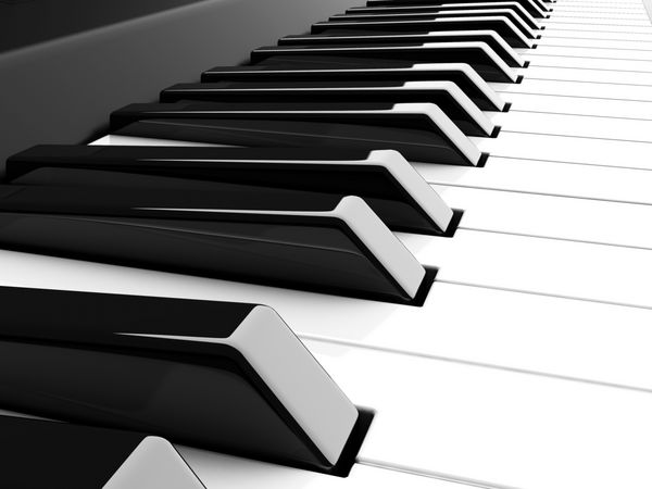 کیبورد سیاه و سفید پیانوی سه بعدی