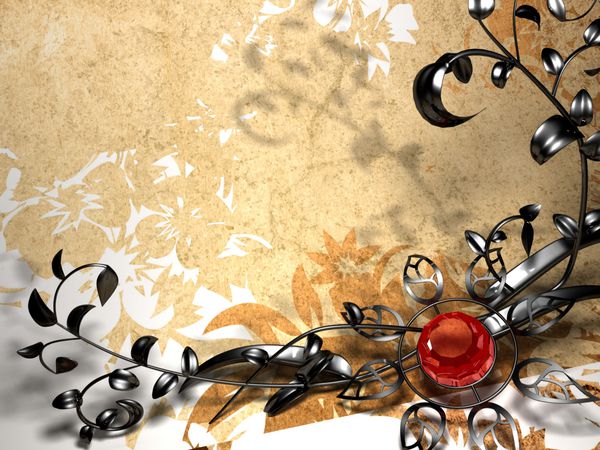 طرح گل متالیک در زمینه گل های قهوه ای گل فلزی