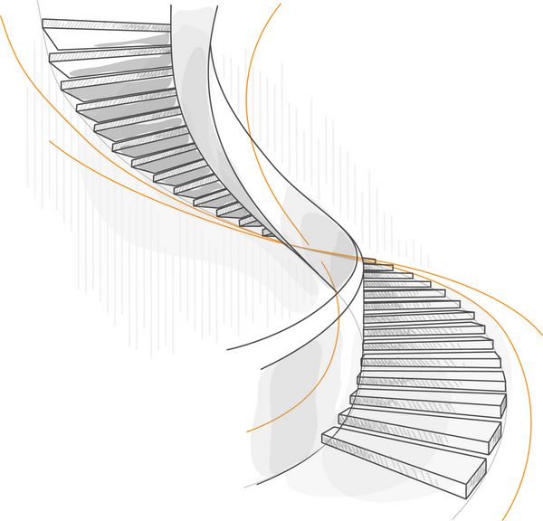 طرحی از یک راه پله مارپیچ وکتور
