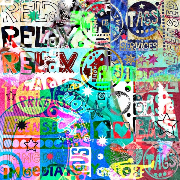 کلاژ گرافیتی نقاشی دیجیتال انتزاعی
