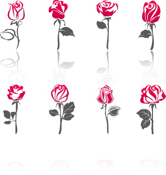 گل رز نمادها را با بازتاب تنظیم کنید