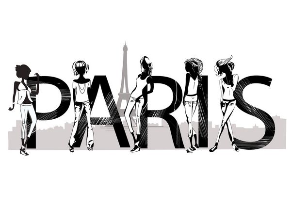 حروف پاریس با سیلوئت های دختران مد