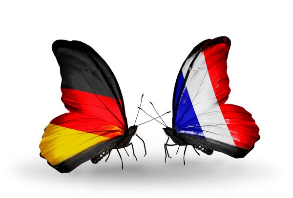 دو پروانه با پرچم آلمان و فرانسه