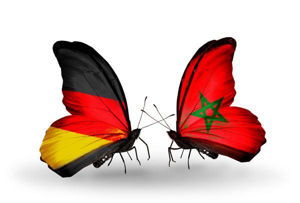 دو پروانه با پرچم آلمان و مراکش