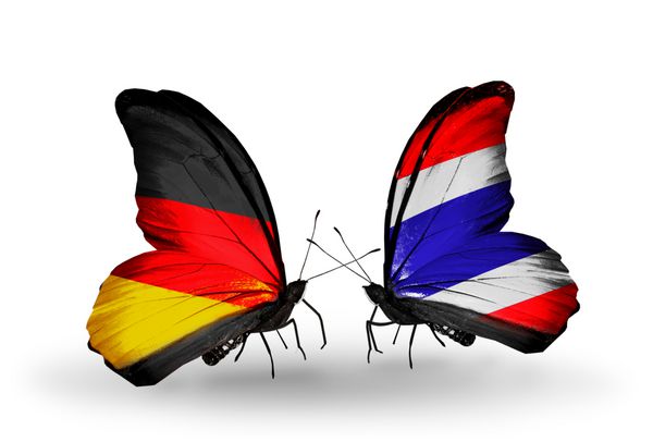 دو پروانه با پرچم آلمان و تایلند