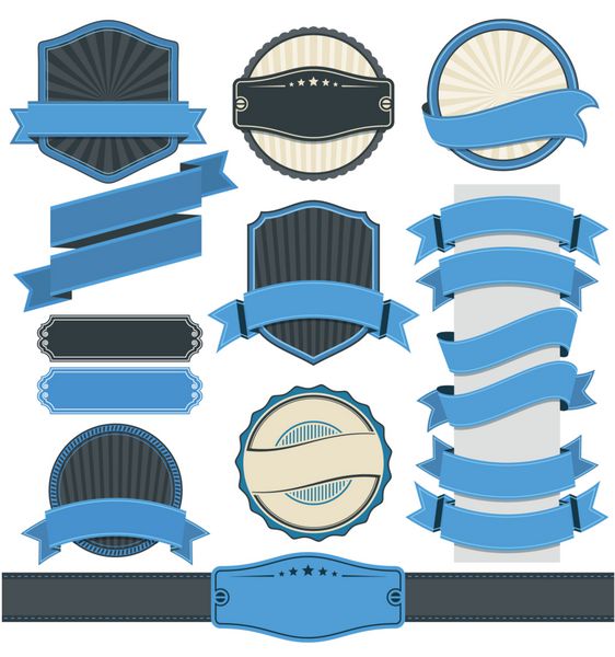 مجموعه نشان برچسب و بنر قدیمی رترو