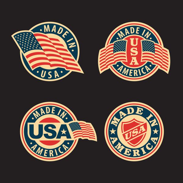 ساخته شده در آمریکا ایالات متحده آمریکا - مجموعه ای از نشان ها و برچسب ها