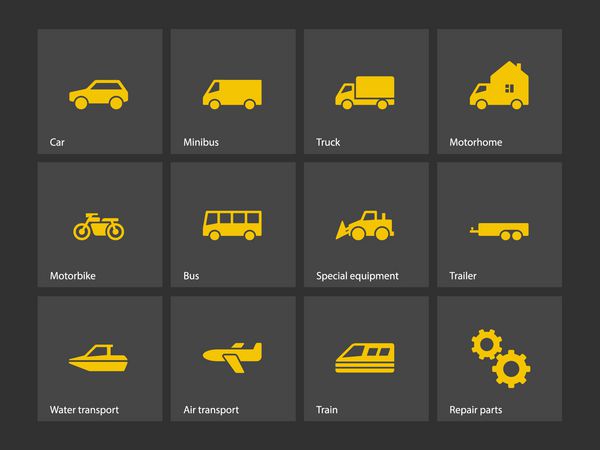 ماشین ها و نمادهای حمل و نقل