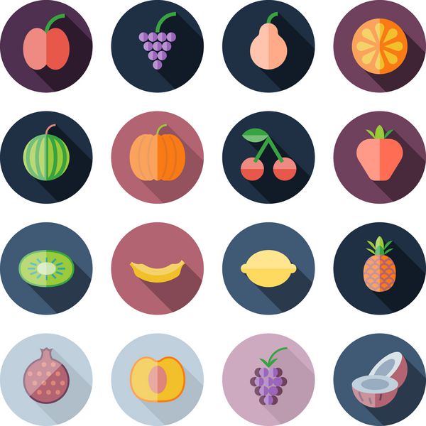 نمادهای طراحی تخت برای میوه ها