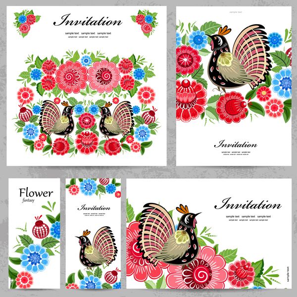 مجموعه ای از کارت های تبریک گل برای طرح شما