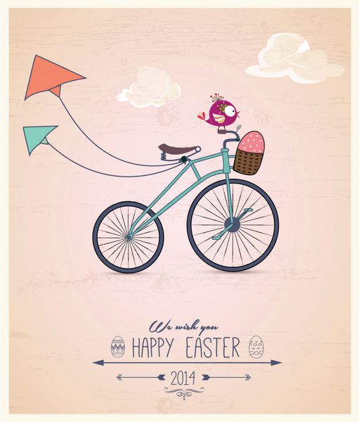 کارت تبریک عید پاک دوچرخه سواری پرنده
