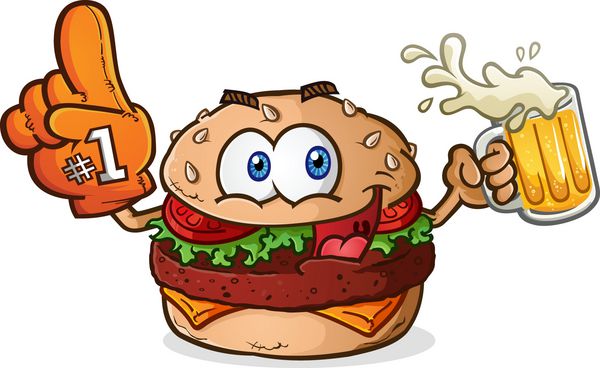 شخصیت کارتونی طرفداران ورزشی همبرگر چیزبرگر