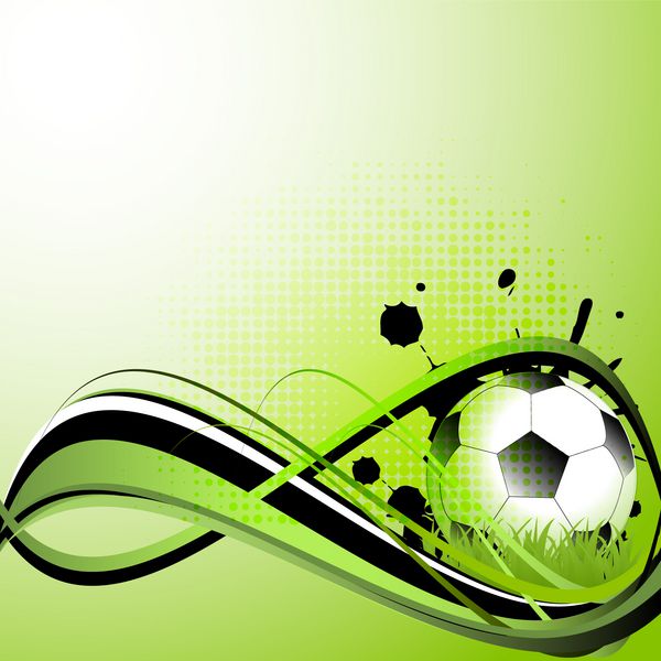 توپ فوتبال در زمینه سبز