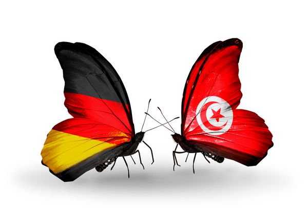 دو پروانه با پرچم آلمان و تونس