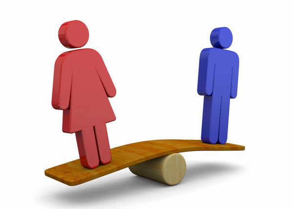مفهوم برابری جنسی مرد و زن - سه بعدی
