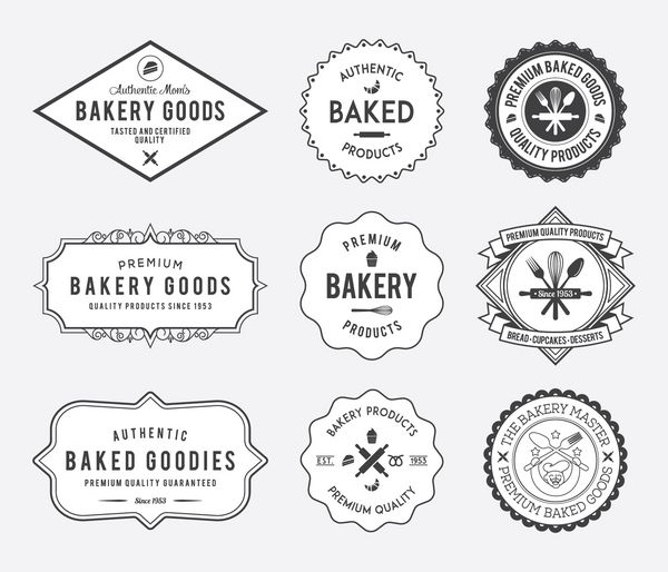 نشان کالاهای نانوایی سیاه و سفید