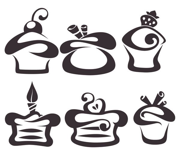 مجموعه وکتور تصاویر کیک نمادها و نشان ها