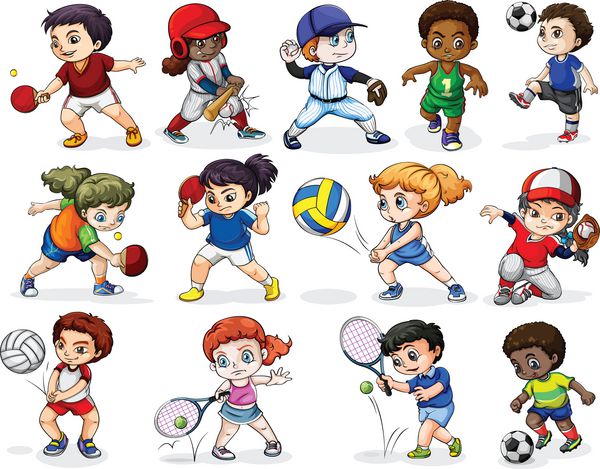 کودکانی که در فعالیت های ورزشی مختلف شرکت می کنند
