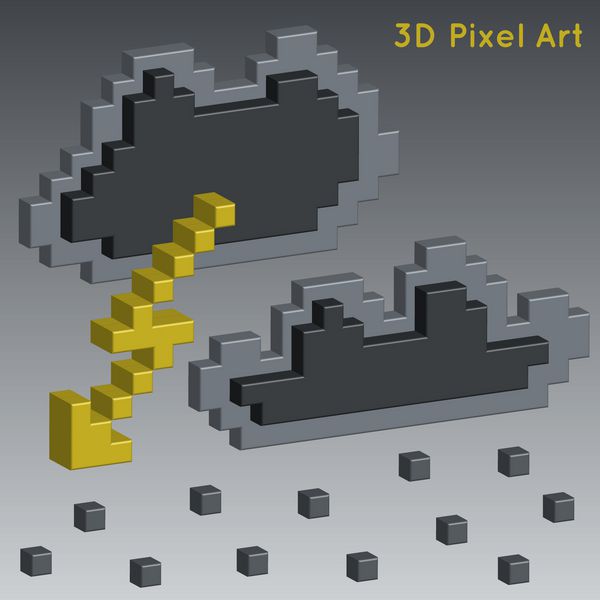 نمادهای آب و هوا 3D Pixel Art