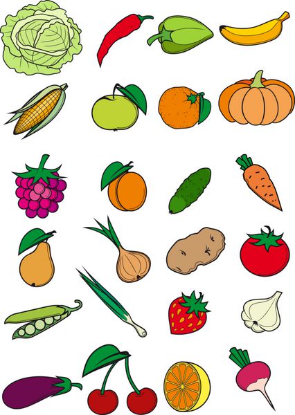 مجموعه ای از میوه ها و سبزیجات