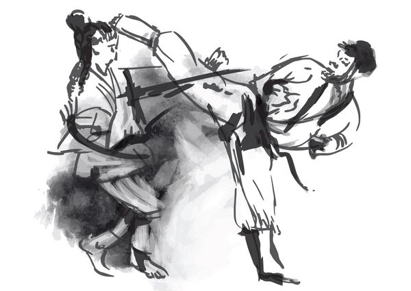 کاراته - وکتور نقاشی با دست خوشنویسی