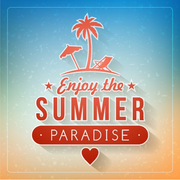 پوستر رترو تعطیلات تابستانی با نشان پس زمینه وکتور