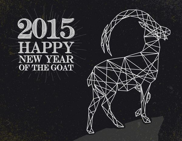 کارت انتزاعی قدیمی سال چینی سال بز 2015