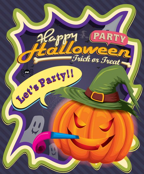 طراحی پوستر قدیمی هالووین با جک او لنترن