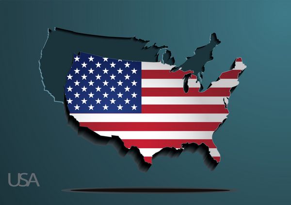 پرچم نقشه کاغذی سه بعدی ایالات متحده آمریکا