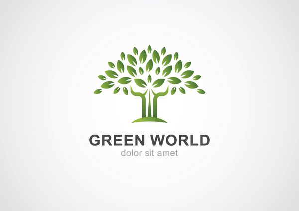 الگوی طراحی لوگو وکتور درخت دایره سبز باغ یا اکولوژی