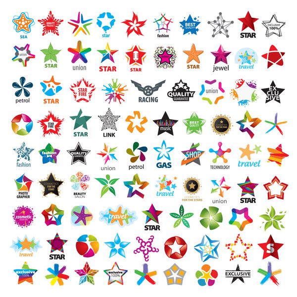 بزرگترین مجموعه لوگوهای وکتور ستاره های پنج پر