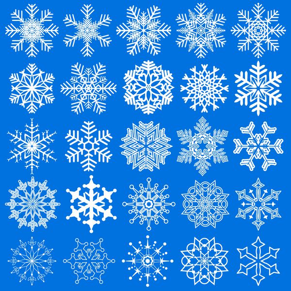 مجموعه دانه های برف برای طراحی کریسمس و سال نو