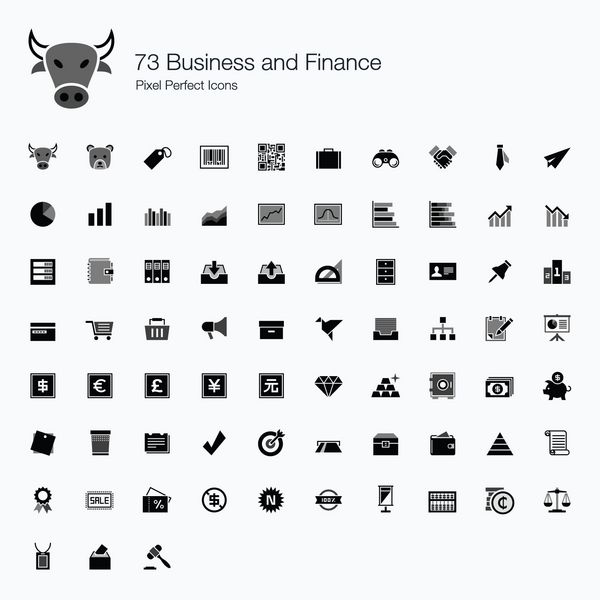 73 نماد تجاری و مالی Pixel Perfect