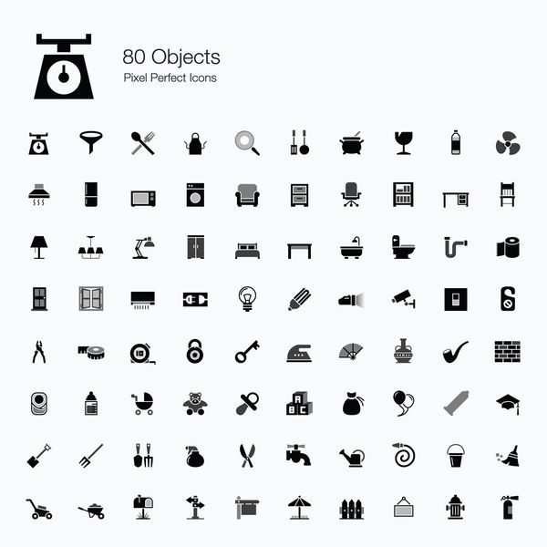 نمادهای پیکسل کامل 80 شی