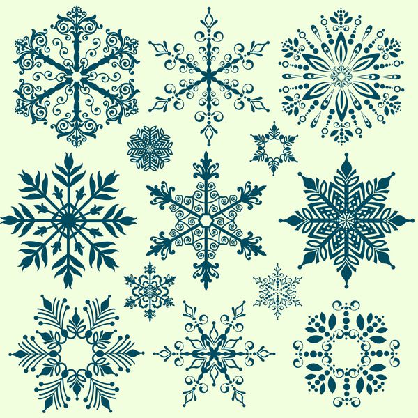 مجموعه دانه های برف زینتی برای طراحی کریسمس