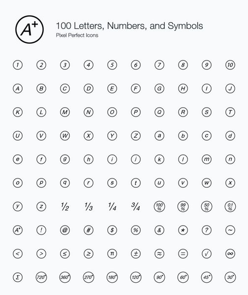 100 حرف اعداد و نماد نمادهای پیکسل کامل خط