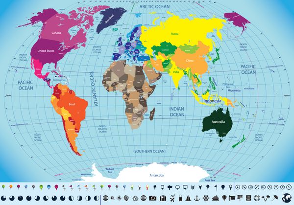 نقشه جهان با جزئیات بالا