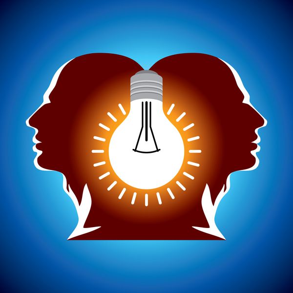 سر انسان با نماد لامپ مفاهیم تجاری