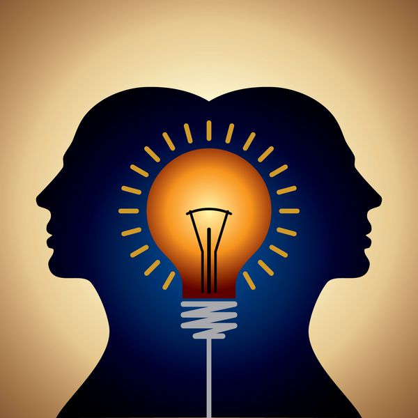 سر انسان با نماد لامپ مفاهیم تجاری