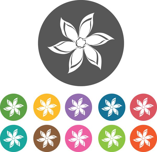 نماد سنبل مجموعه آیکون گل 12 دکمه رنگارنگ گرد Vec