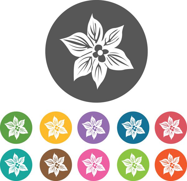 نماد آزالیا مجموعه آیکون گل 12 دکمه رنگارنگ گرد وتو